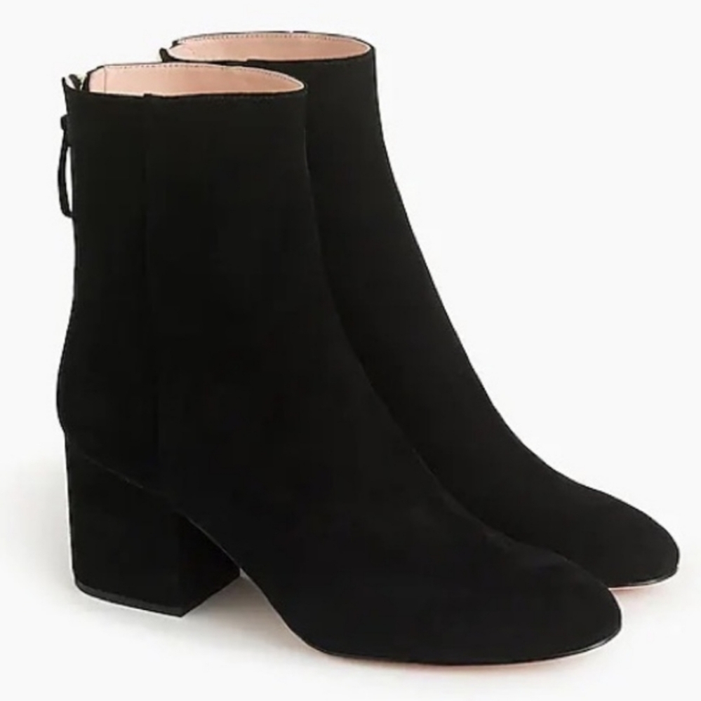 J. Crew Sadie Black Suede Heeled Ankle Boots
